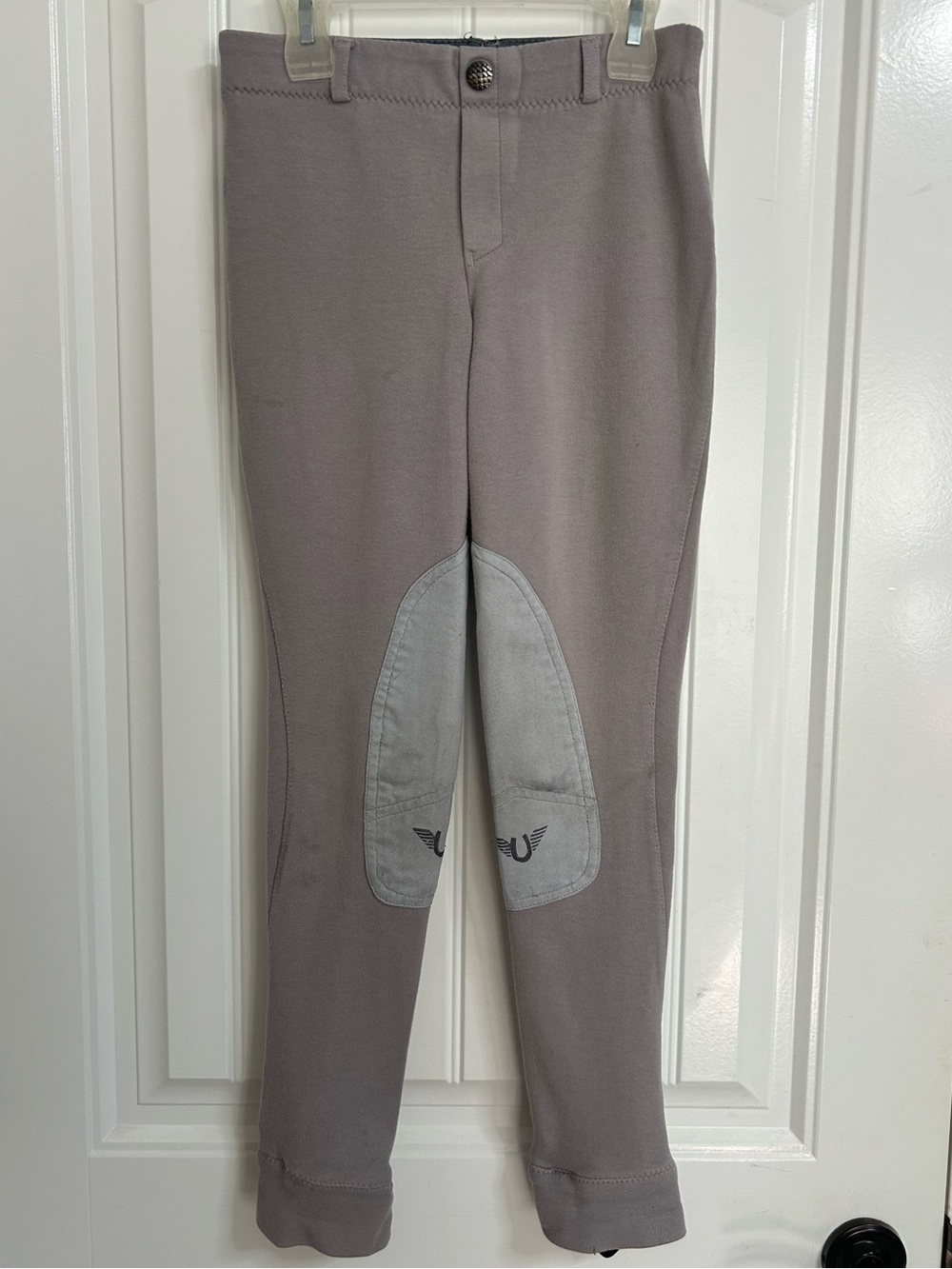 TuffRider Kids' Embroidered Pull-On Jodhpurs (Size 12, Lilac Gray)